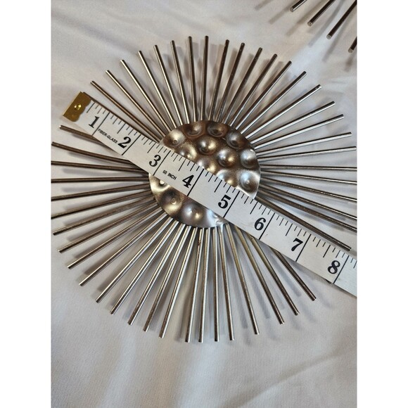 Set of 3 Metal Wall Art Home Decor Sola Silver Starburst Atomic MCM Style - Picture 9 of 9